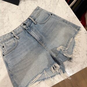 Alexander Wang Light Wash Distressed Denim Shorts
